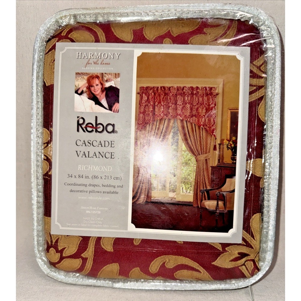 NIP Reba Richmond Cascade Valance 34x84 Red Gold Harmony